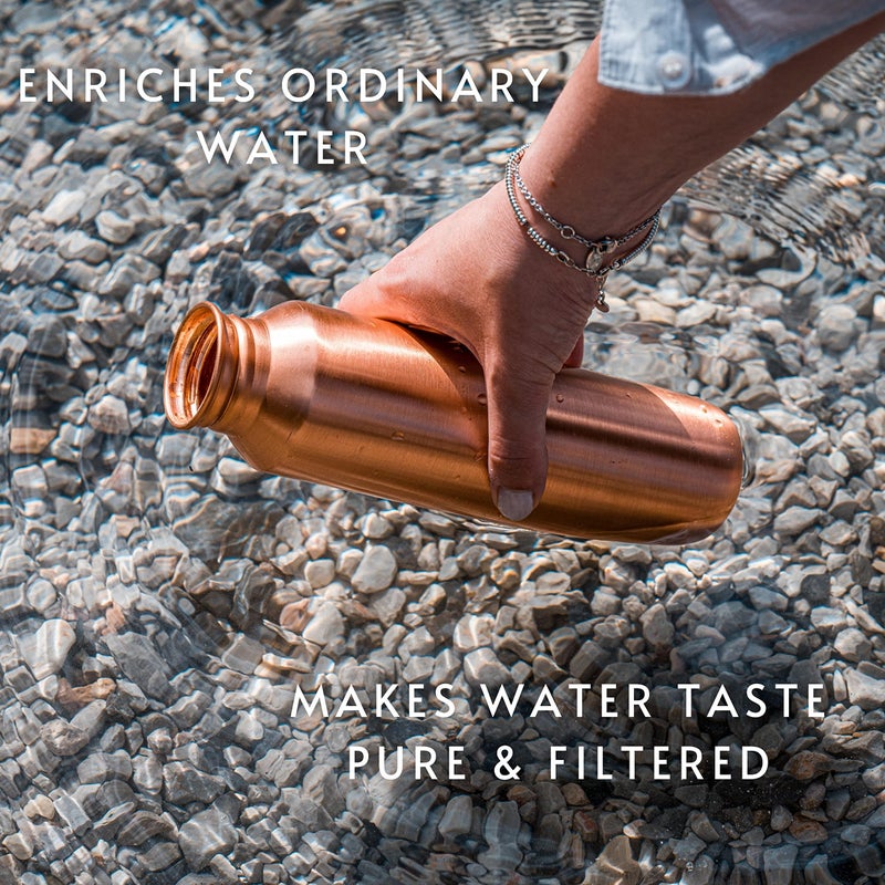 Kosdeg Copper Water Bottle - 16oz Vintage Modern Design - An Ayurvedic Copper Vessel For Drinking - Drink More Water, Lower Your Sugar Intake And Enjoy The Health Benefits - Image 3